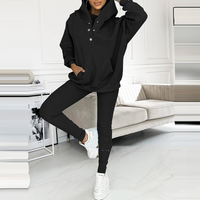 Damen Oversize Hoodie Sweatshirt mit Kapuze und Knöpfen-Schwarz-S-Luzern Mode