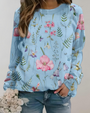 Damenpullover mit Blumenmuster - Bequemer Freizeitlook-S-Blau-Luzern Mode