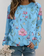 Damenpullover mit Blumenmuster - Bequemer Freizeitlook-S-Dunkelblau-Luzern Mode