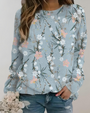 Damenpullover mit Blumenmuster - Bequemer Freizeitlook-S-Grau-Luzern Mode