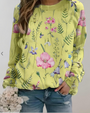 Damenpullover mit Blumenmuster - Bequemer Freizeitlook-S-Hellgrün-Luzern Mode