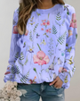 Damenpullover mit Blumenmuster - Bequemer Freizeitlook-S-Lila-Luzern Mode