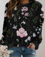 Damenpullover mit Blumenmuster - Bequemer Freizeitlook-S-Schwarz-Luzern Mode