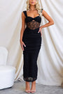 Mesh-Einsatz | figurformender Schnitt | seitliche Raffung | weiches Stretchmaterial-Schwarz-S-Luzern Mode