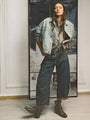 Damen Weite Jeans mit Hohem Bund und Modernem Schnitt-Dunkelblau-XS-Luzern Mode