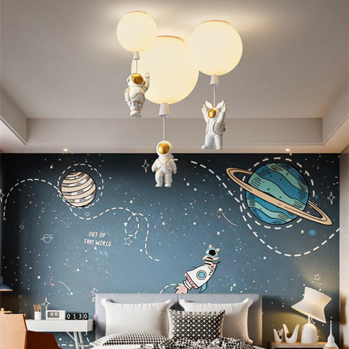 Kinderzimmer Deckenleuchte | Mond Astronaut LED Nachhaltig Stimmungsvoll Einzigartig-Luzern Mode