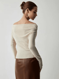 Damen Off-Shoulder Pullover Elegant Falten Design-Luzern Mode