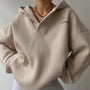 Damen Oversized Kapuzenpullover mit Ketten-Detail - Trendiger Hoodie für Frauen-Beige-S-Luzern Mode