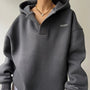 Damen Oversized Kapuzenpullover mit Ketten-Detail - Trendiger Hoodie für Frauen-Dunkelgrau-S-Luzern Mode