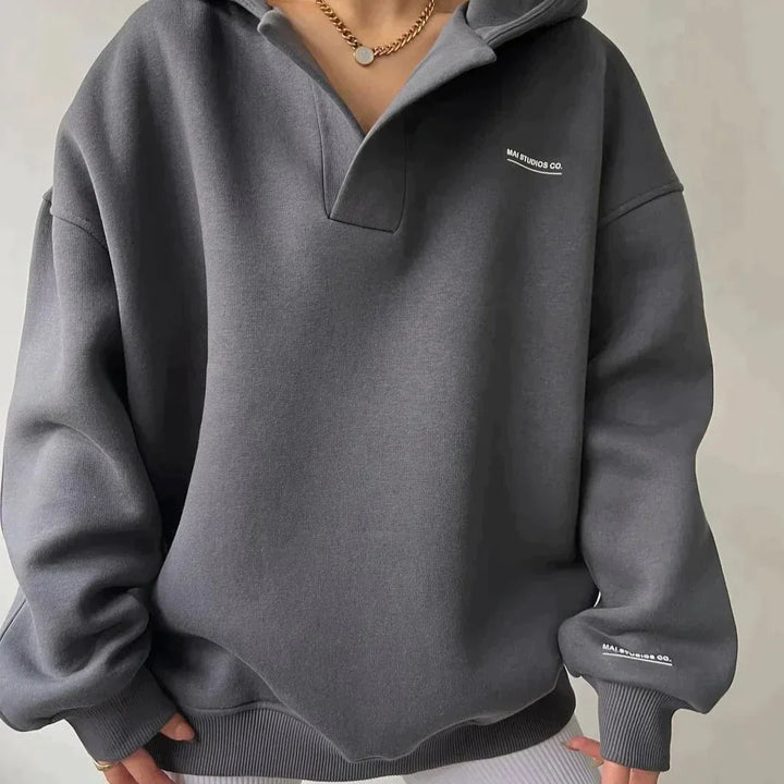 Damen Oversized Kapuzenpullover mit Ketten-Detail - Trendiger Hoodie für Frauen-Luzern Mode
