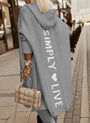 Oversized Damen Strickjacke mit Kapuze und Schriftzug auf der Rückseite-Grau-S-Luzern Mode