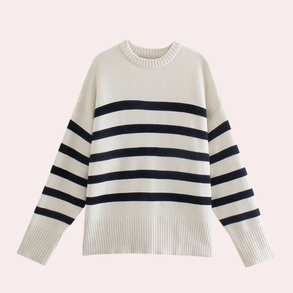 Oversized Gestreifter Damenpullover aus Baumwolle - Bequem & Stilvoll-XS-Luzern Mode