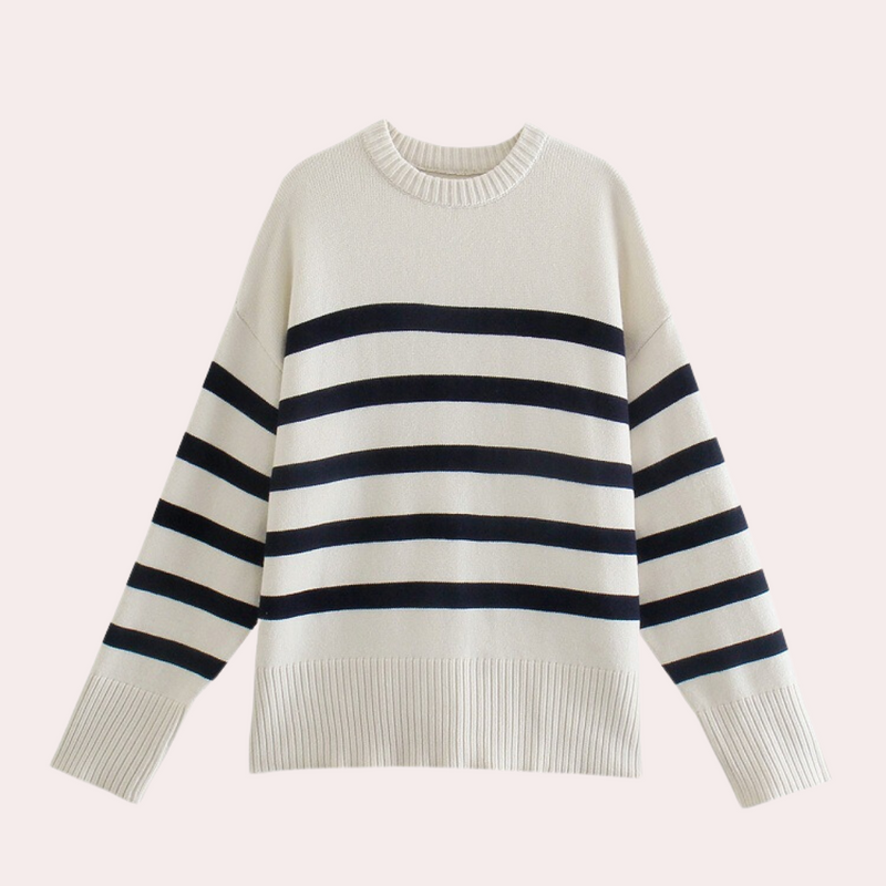Oversized Gestreifter Damenpullover aus Baumwolle - Bequem & Stilvoll-XS-Luzern Mode