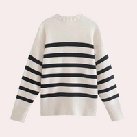 Oversized Gestreifter Damenpullover aus Baumwolle - Bequem & Stilvoll-Luzern Mode