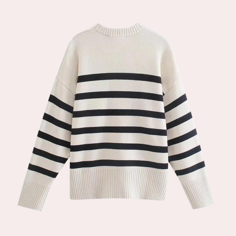 Oversized Gestreifter Damenpullover aus Baumwolle - Bequem & Stilvoll-Luzern Mode