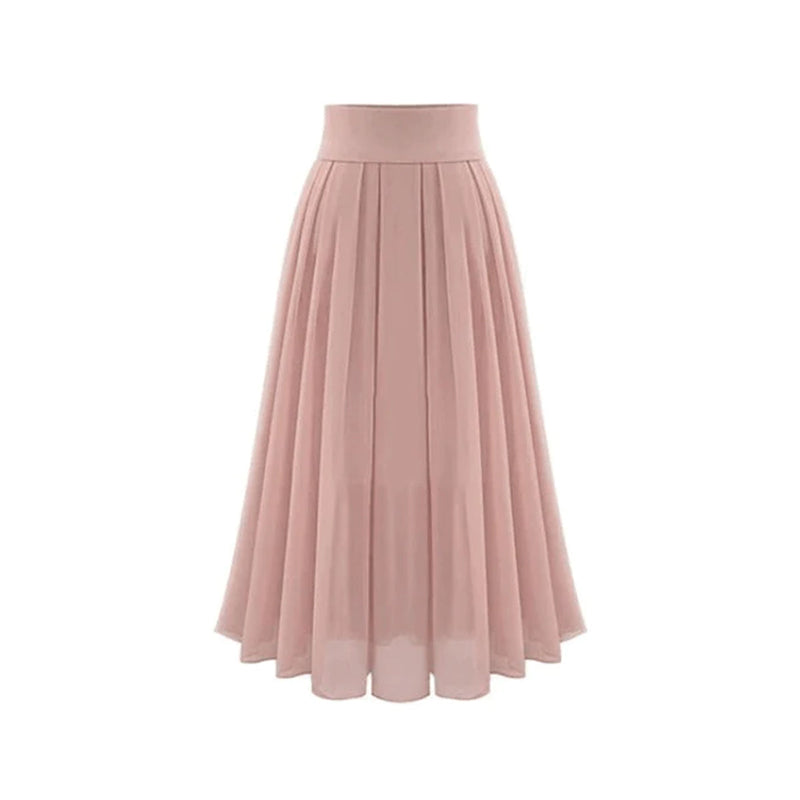 Plissiert | Maxilänge | hohe Taille | elastischer Bund | zweilagig | Chiffon | A-Linie-Luzern Mode