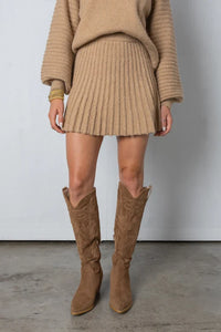 Damen Strickpullover und Rock Set - Elegante Herbstmode-Beige-XS-Luzern Mode