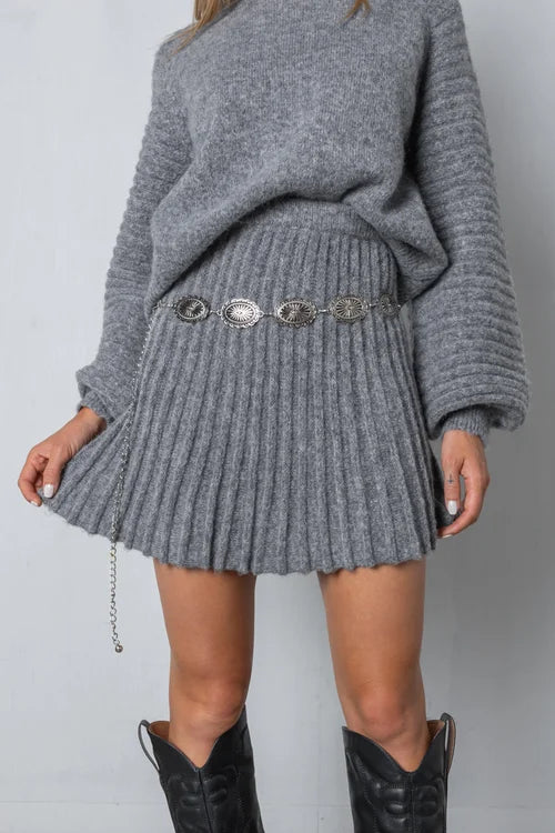 Damen Strickpullover und Rock Set - Elegante Herbstmode-Luzern Mode