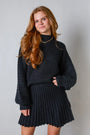 Damen Strickpullover und Rock Set - Elegante Herbstmode-Schwarz-XS-Luzern Mode