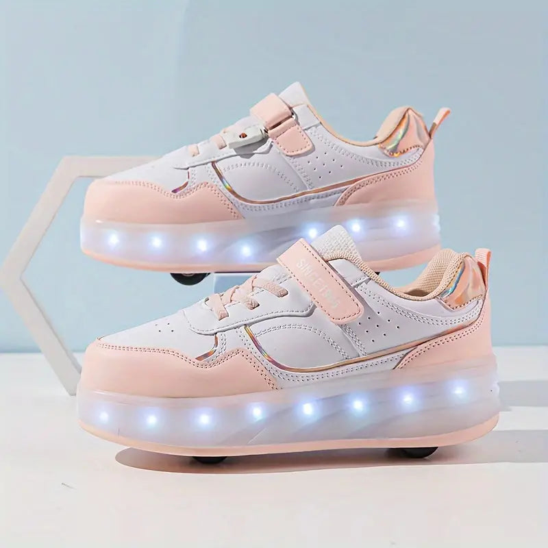 LED Leuchtende Sneaker für Kinder mit USB-Aufladung-Rosa-29-Luzern Mode