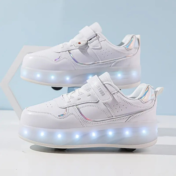 LED Leuchtende Sneaker für Kinder mit USB-Aufladung-Weiß-29-Luzern Mode