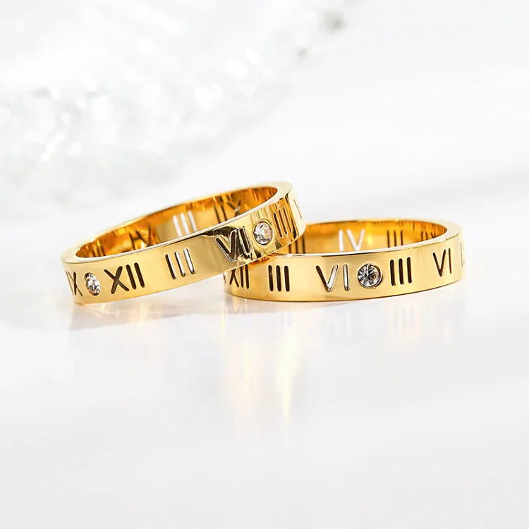 Goldener Ring | Roségold Römische Zahlen Stilvoll Modern Einzigartig Langlebig-Luzern Mode
