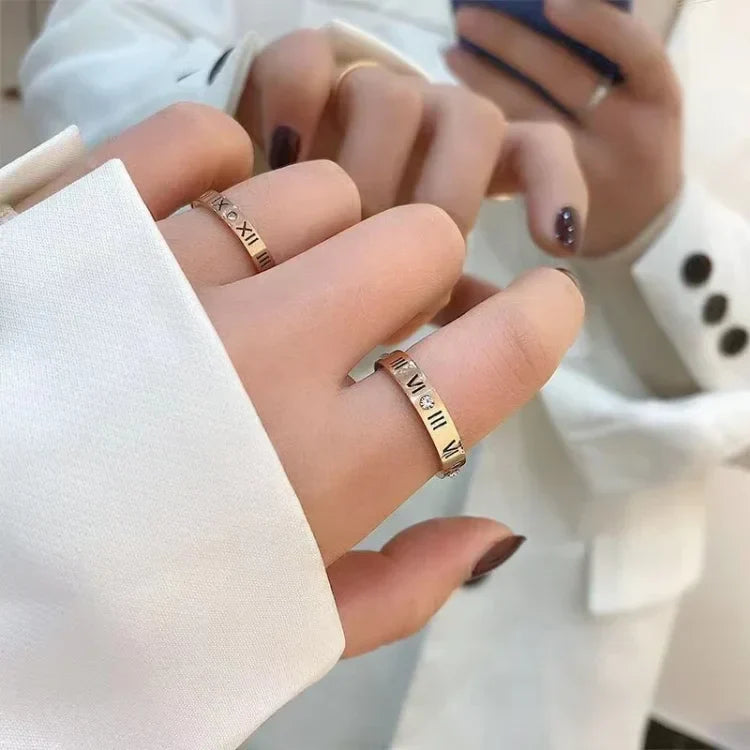 Goldener Ring | Roségold Römische Zahlen Stilvoll Modern Einzigartig Langlebig-5-Roségold-Luzern Mode