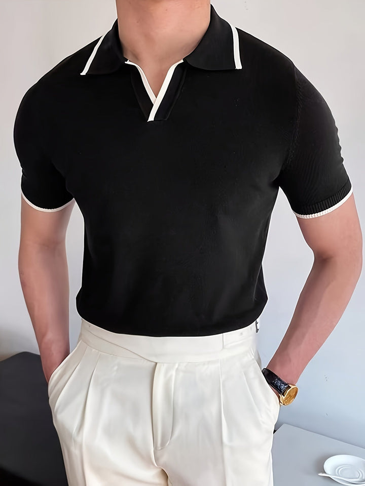 Herren Polohemd mit Kontrastkragen - Klassischer Stil-S-Luzern Mode