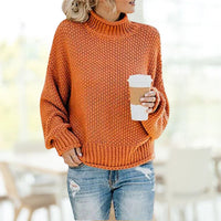 Damen Strickpullover mit Rollkragen - Gemütlicher Winterlook-Orange-S-Luzern Mode