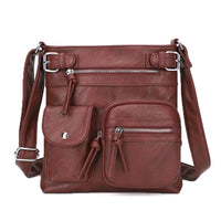 Damen Crossbody Tasche mit Mehreren Fächern Lederoptik-Bordeaux-Luzern Mode