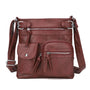 Damen Crossbody Tasche mit Mehreren Fächern Lederoptik-Bordeaux-Luzern Mode