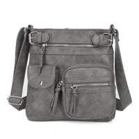 Damen Crossbody Tasche mit Mehreren Fächern Lederoptik-Grau-Luzern Mode