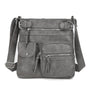 Damen Crossbody Tasche mit Mehreren Fächern Lederoptik-Grau-Luzern Mode