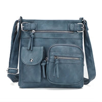 Damen Crossbody Tasche mit Mehreren Fächern Lederoptik-Hellblau-Luzern Mode