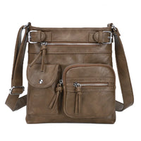 Damen Crossbody Tasche mit Mehreren Fächern Lederoptik-Oliv-Luzern Mode