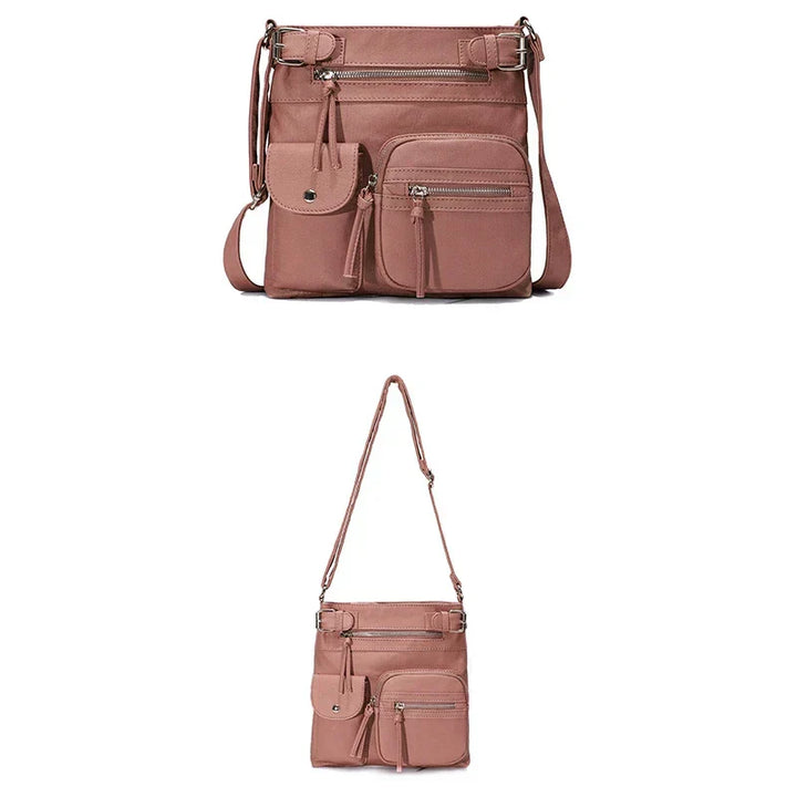 Damen Crossbody Tasche mit Mehreren Fächern Lederoptik-Luzern Mode