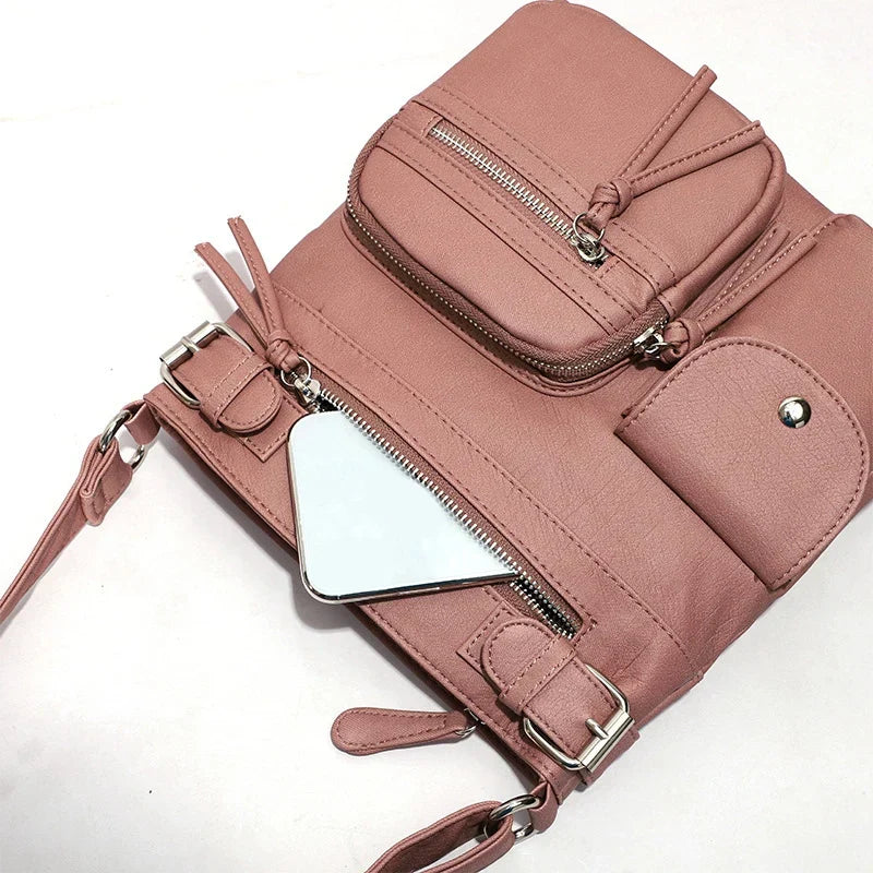 Damen Crossbody Tasche mit Mehreren Fächern Lederoptik-Luzern Mode