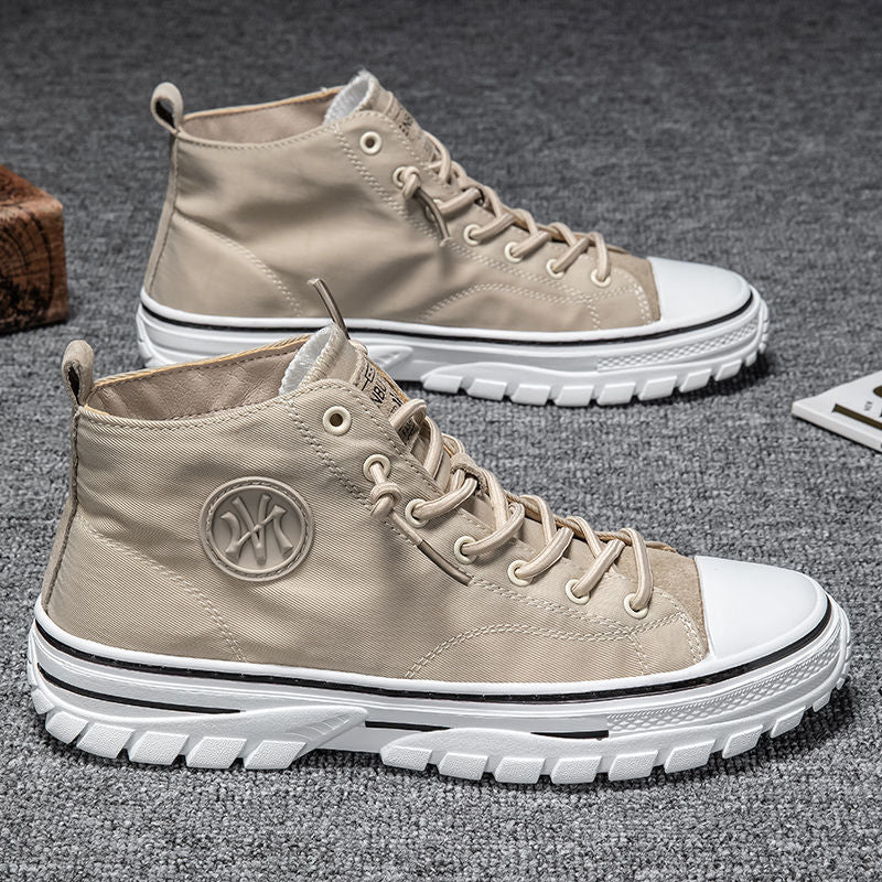 Herren Sneaker High-Top mit Komfortsohle und Logo-Design-Beige-39-Luzern Mode