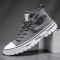 Herren Sneaker High-Top mit Komfortsohle und Logo-Design-Grau-39-Luzern Mode