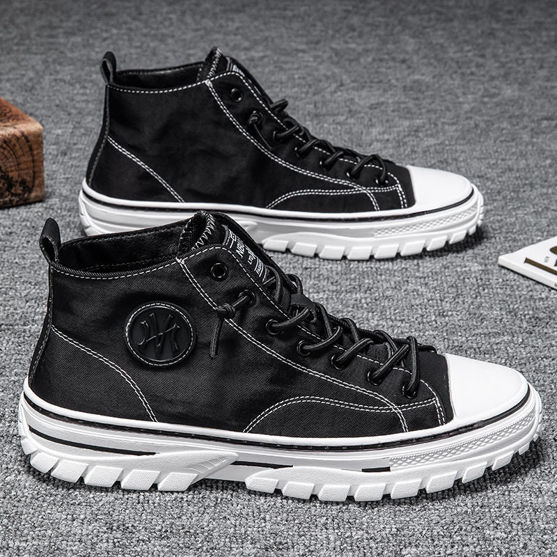 Herren Sneaker High-Top mit Komfortsohle und Logo-Design-Schwarz-39-Luzern Mode