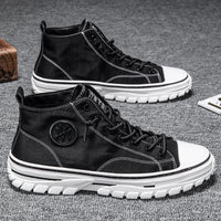 Herren Sneaker High-Top mit Komfortsohle und Logo-Design-Schwarz-39-Luzern Mode