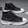 Herren Sneaker High-Top mit Komfortsohle und Logo-Design-Schwarz-39-Luzern Mode