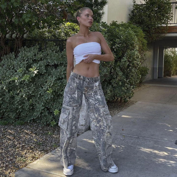 Damen Camouflage Cargo Hose mit Taschen - Outdoor Style-XS-Luzern Mode