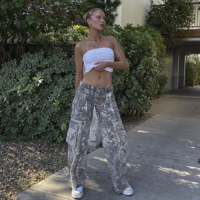 Damen Camouflage Cargo Hose mit Taschen - Outdoor Style-XS-Luzern Mode