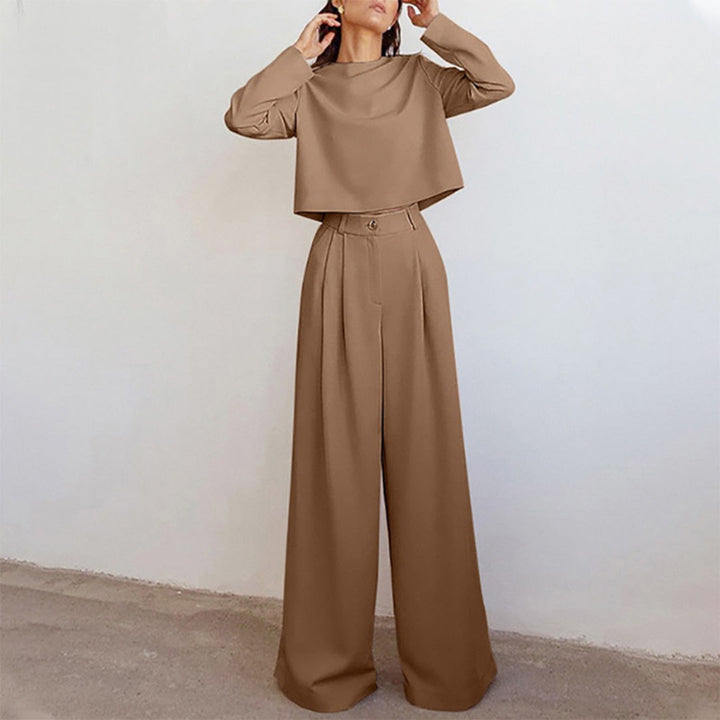 Damen Eleganter Zweiteiler Set mit Weiten Hosenanzug-Luzern Mode