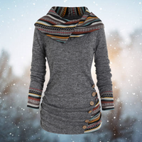 Damen Hoodie | Tribal | Geometrisch | Baumwollmix | Lange Ärmel-Luzern Mode