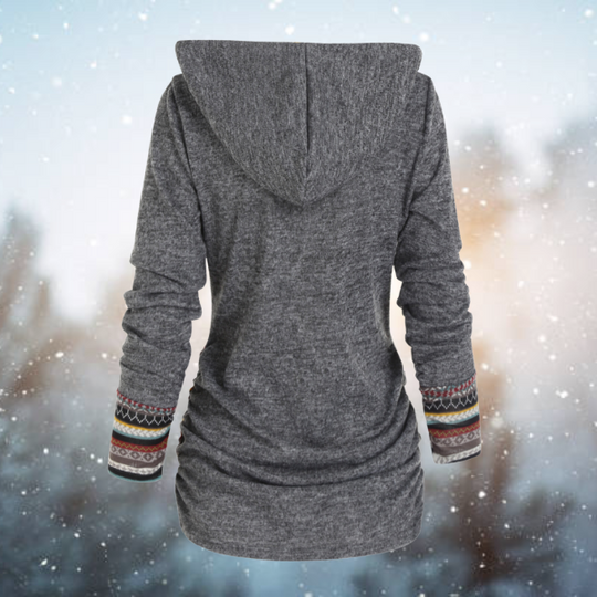 Damen Hoodie | Tribal | Geometrisch | Baumwollmix | Lange Ärmel-Luzern Mode