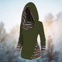 Damen Hoodie | Tribal | Geometrisch | Baumwollmix | Lange Ärmel-Grün-S-Luzern Mode