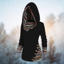 Damen Hoodie | Tribal | Geometrisch | Baumwollmix | Lange Ärmel-Schwarz-S-Luzern Mode
