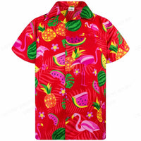 Herren Sommerhemd | Fröhlich | Kurze Ärmel | Flamingo | Auffällig bunt-F-S-Luzern Mode